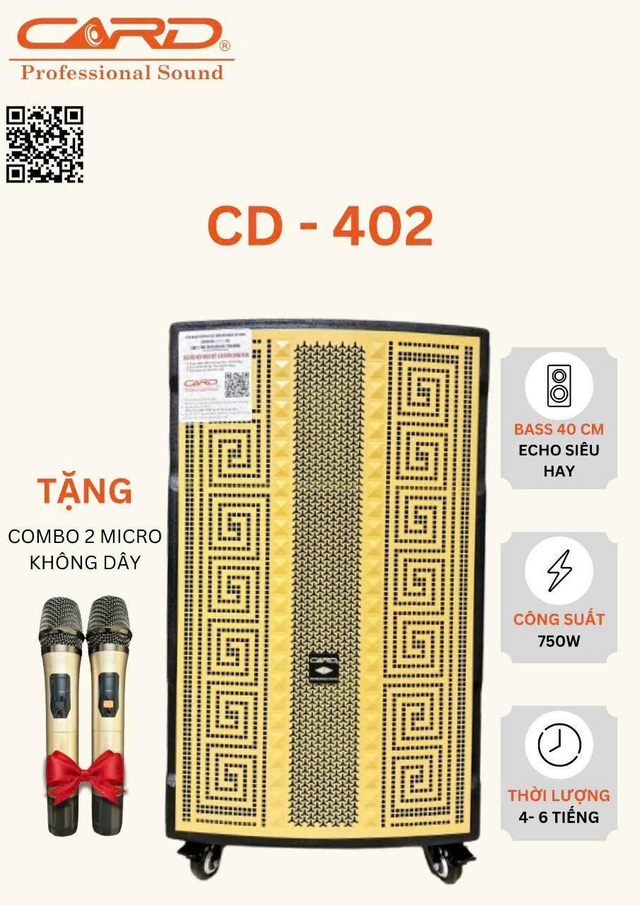 LOA KÉO GỖ 4 TẤC CARD CD-402