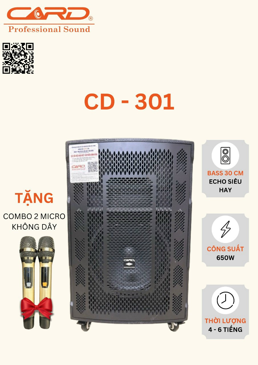 LOA KÉO GỖ 3 TẤC CARD CD-301