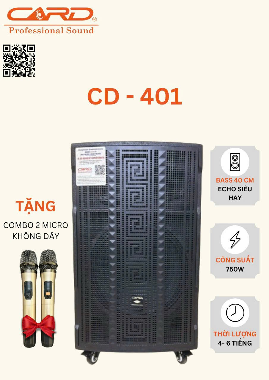 LOA KÉO GỖ 4 TẤC CARD CD-401