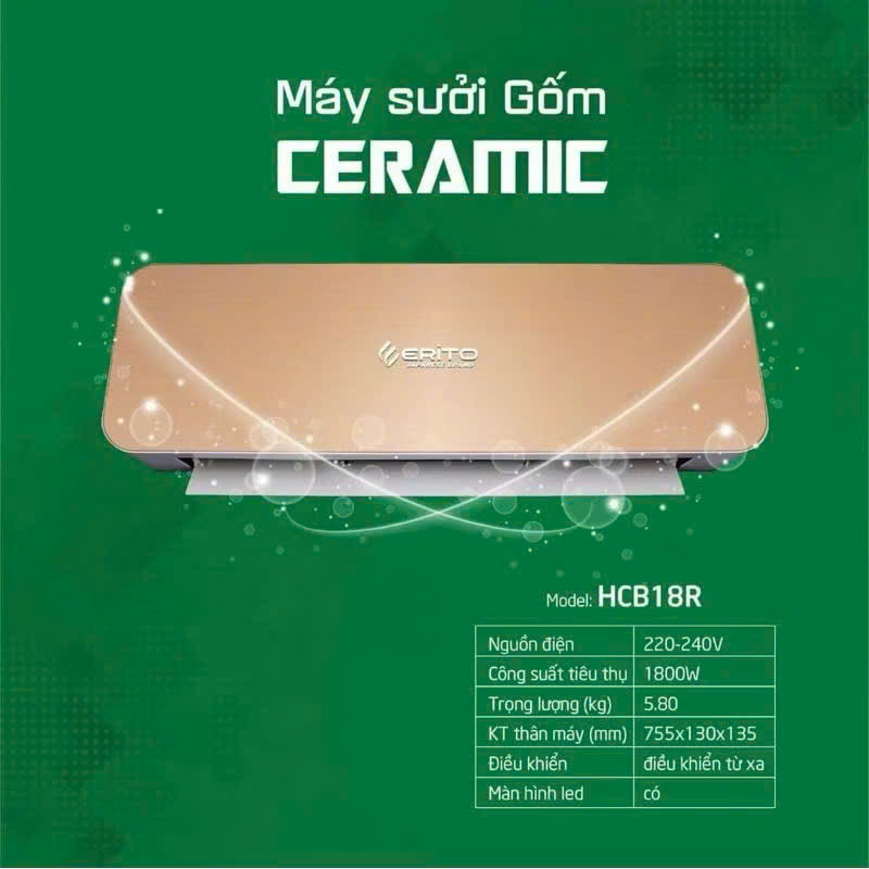 Máy sưởi gốm ceramic Erito HCB18R