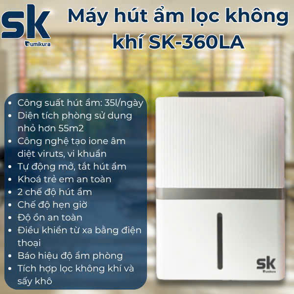 Máy hút ẩm lọc không khí Sumikura 35 lít SK-360LA